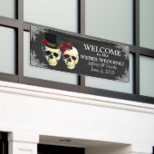 Sugar Skull bruid en bruidegom bruiloft banner (Buitenkant Gebouw)
