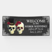 Sugar Skull bruid en bruidegom bruiloft banner (Horizontaal)