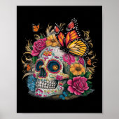 Sugar Skull Butterfly Day of Dead Halloween Dia De Poster (Voorkant)