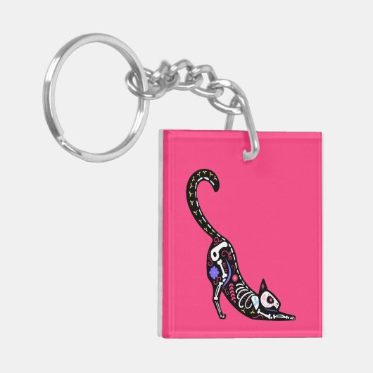 Sugar Skull Calavera Cat I Sleutelhanger (Voorkant Links)