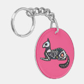 Sugar Skull Calavera Cat II Sleutelhanger (Voorkant Links)