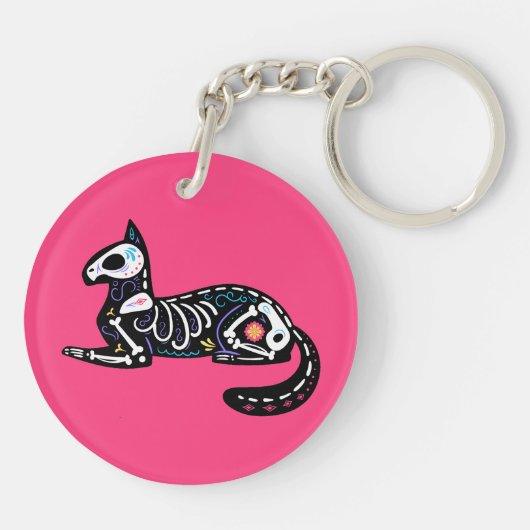 Sugar Skull Calavera Cat II Sleutelhanger (Achterkant)