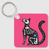 Sugar Skull Calavera Cat III Sleutelhanger (Voorkant)
