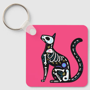 Sugar Skull Calavera Cat III Sleutelhanger