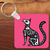 Sugar Skull Calavera Cat III Sleutelhanger (Voorkant)