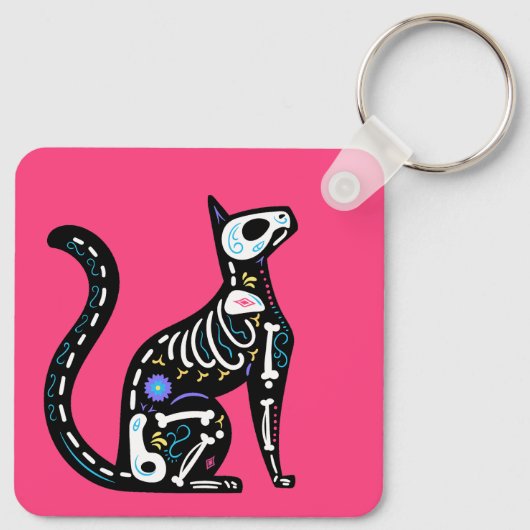 Sugar Skull Calavera Cat III Sleutelhanger (Achterkant)