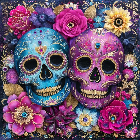 Sugar Skull Calavera Day Of The Dead Ceramic Tile Tegeltje