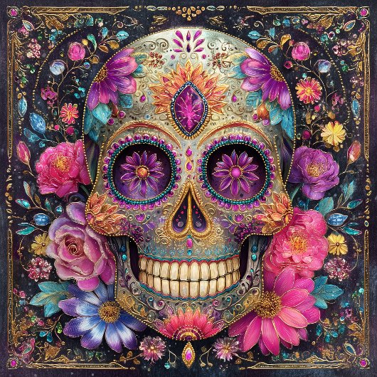 Sugar Skull Calavera Day Of The Dead Ceramic Tile Tegeltje