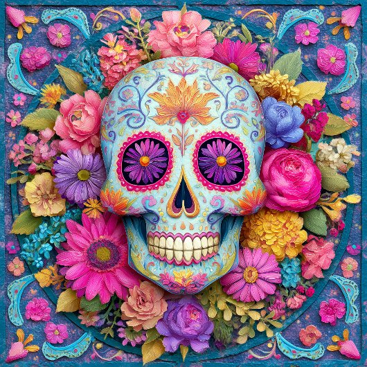 Sugar Skull Calavera Day Of The Dead Ceramic Tile Tegeltje
