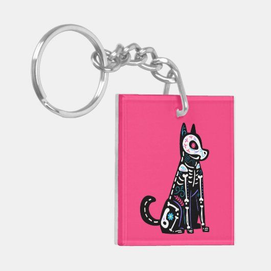 Sugar Skull Calavera Hond I Sleutelhanger (Voorkant Links)