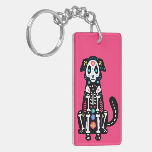 Sugar Skull Calavera Hond IV Sleutelhanger (Voorkant Links)