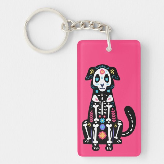 Sugar Skull Calavera Hond IV Sleutelhanger (Voorkant)