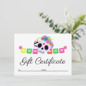 Sugar Skull Calavera Vleermuizen Cadeaubon Kaart (Staand voorkant)