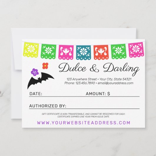 Sugar Skull Calavera Vleermuizen Cadeaubon Kaart (Achterkant)