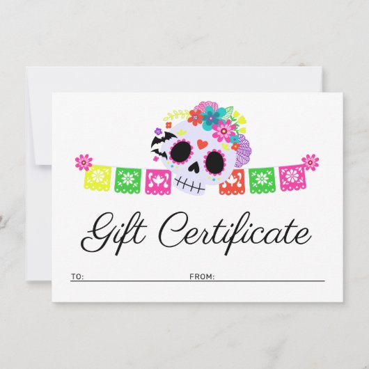 Sugar Skull Calavera Vleermuizen Cadeaubon Kaart (Voorkant)