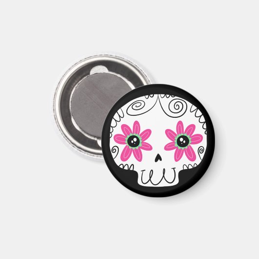 Sugar Skull Calaverita Dag van de Dode Sleutelhang Magneet (Voorkant / Achterkant)