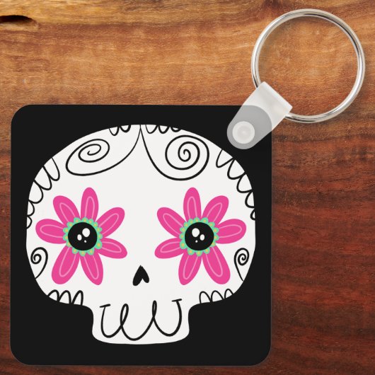 Sugar Skull Calaverita Dag van de Dode Sleutelhang Sleutelhanger (Achterkant)
