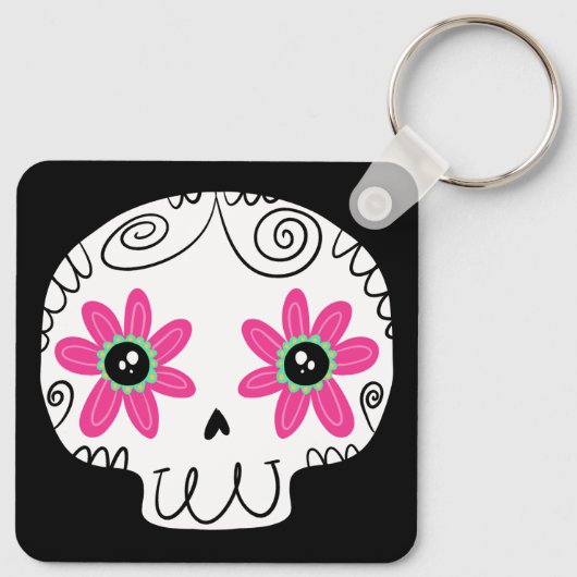 Sugar Skull Calaverita Dag van de Dode Sleutelhang Sleutelhanger (Achterkant)