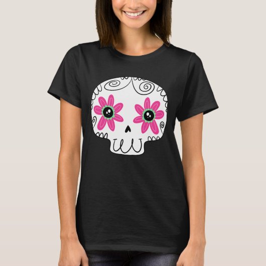 Sugar Skull Calaverita Dag van de Dode Sleutelhang T-shirt (Voorkant)