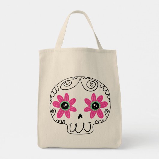 Sugar Skull Calaverita Dag van de Dode Sleutelhang Tote Bag (Achterkant)