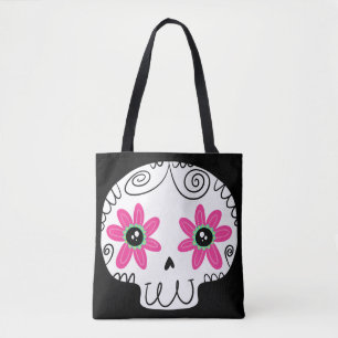Sugar Skull Calaverita Dag van de Dode Sleutelhang Tote Bag
