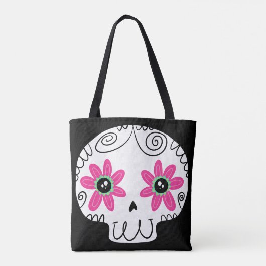 Sugar Skull Calaverita Dag van de Dode Sleutelhang Tote Bag (Achterkant)