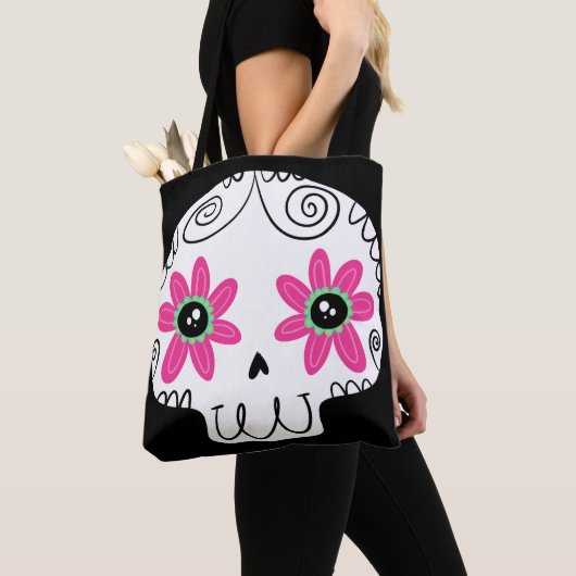 Sugar Skull Calaverita Dag van de Dode Sleutelhang Tote Bag (Dichtbij)