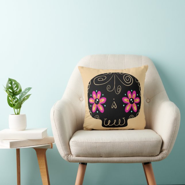 Sugar Skull Calaverita Dag van de Doden Kussen (Stoel)