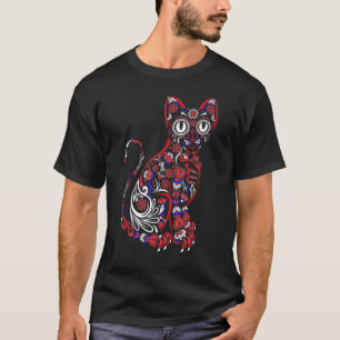 Sugar Skull Cat 4th van juli Kitten Kat Patriottis T-shirt