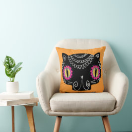 Sugar Skull Cat Catrina Dag van de Doden Kussen