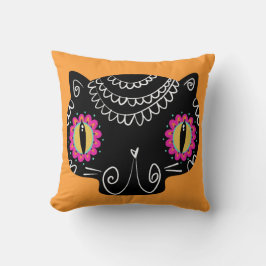 Sugar Skull Cat Catrina Dag van de Doden Kussen
