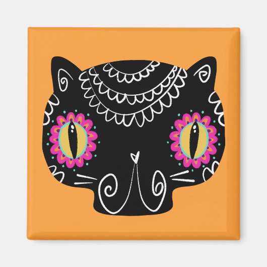 Sugar Skull Cat Catrina Dag van de Doden Magneet (Voorkant)
