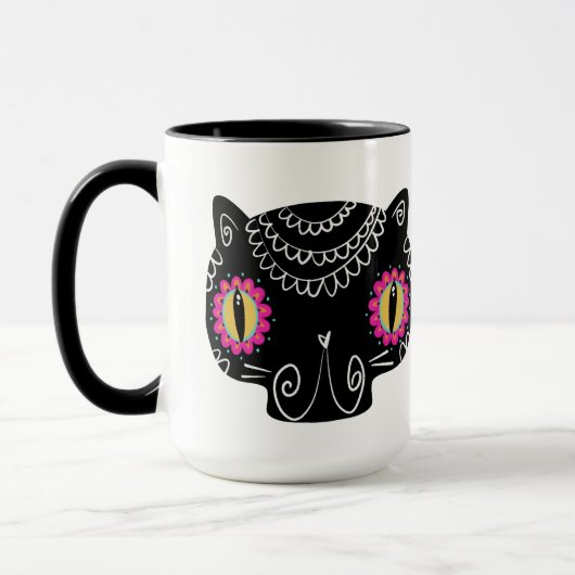 Sugar Skull Cat Catrina Dag van de Doden Mok (Links)