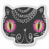 Sugar Skull Cat Catrina Dag van de Doden Sticker (Voorkant)