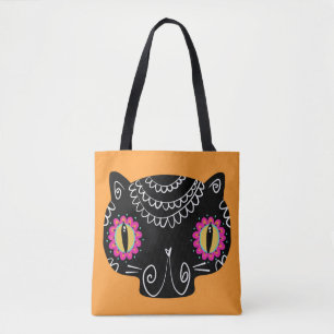 Sugar Skull Cat Catrina Dag van de Doden Tote Bag