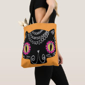 Sugar Skull Cat Catrina Dag van de Doden Tote Bag (Dichtbij)