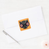 Sugar Skull Cat Catrina Dag van de Doden Vierkante Sticker (Envelop)
