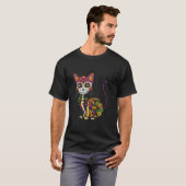 Sugar Skull Cat Halloween Cat T Shirt (Voorkant volledig)