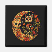 Sugar Skull Cat Moon Dia De Los Muertos Funny Hall Magneet (Voorkant)