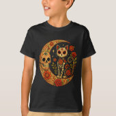 Sugar Skull Cat Moon Dia De Los Muertos Funny Hall T-shirt (Voorkant)