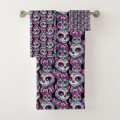 Sugar Skull Cat Pattern Bad Handdoek (Insitu)