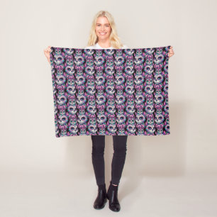 Sugar Skull Cat Pattern Fleece Deken