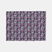 Sugar Skull Cat Pattern Fleece Deken (Voorkant (Horizontaal))