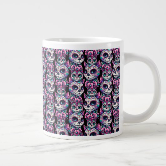 Sugar Skull Cat Pattern Grote Koffiekop (Rechts)