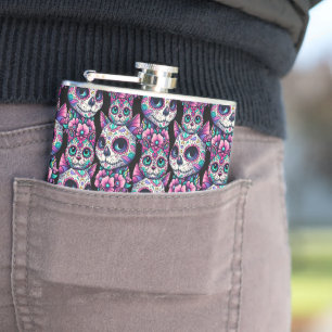 Sugar Skull Cat Pattern Heupfles