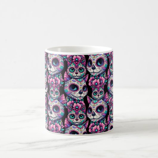 Sugar Skull Cat Pattern Koffiemok (Center)