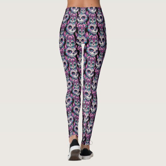 Sugar Skull Cat Pattern Leggings (Achterkant)