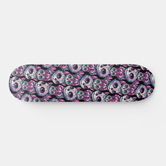 Sugar Skull Cat Pattern Persoonlijk Skateboard (Horizontaal)