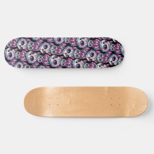 Sugar Skull Cat Pattern Persoonlijk Skateboard (Horizontaal)