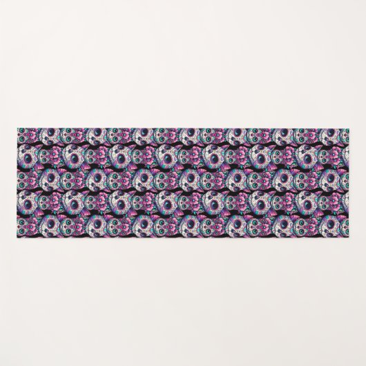 Sugar Skull Cat Pattern Yogamat (Voorkant (horizontaal))